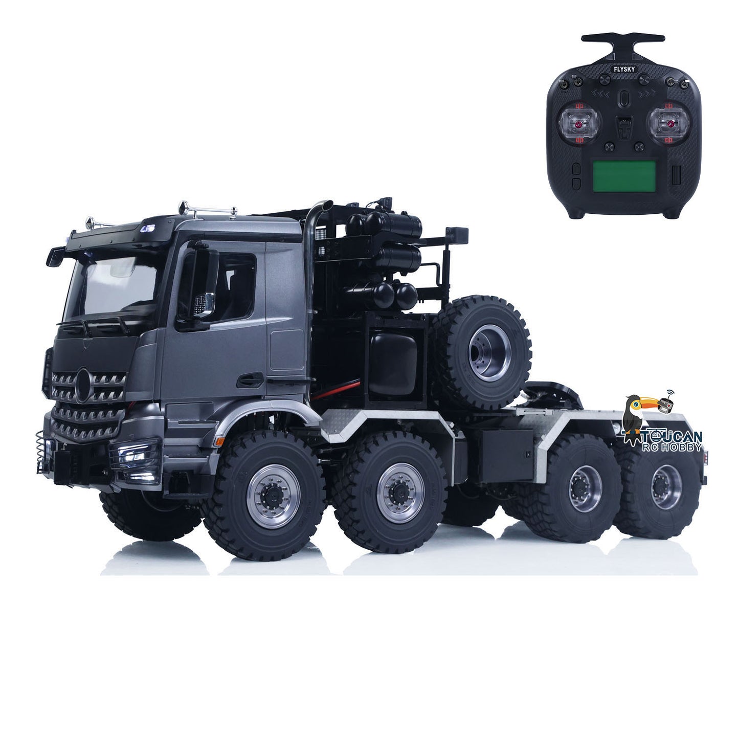Toucanhobby BZ4663 1/14 Metal 8x8 RC Tractor Truck PNP 3 Speed Transmission Differential Lock Axles Remote Winch ST8 Controller Light Sound for Model Collectors
