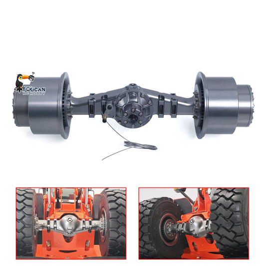 Metal Wheel Side Reduction Front Axle for JDModel 1/14 RC Hydraulic Loader ZW370 DIY Radio Controlled Construction Vehicle