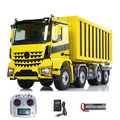 Customized LESU 1/14 Hydraulic RC Dump Truck Metal Roll On/Off Tipper Waste Bin Car RTR I6S Radio Simulation Vehicle Model Bee Stripe Painted