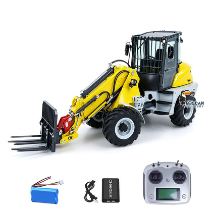 TOUCAN RC HOBBY LESU RTR 4X4 1:14 RC Hydraulic Telescopic Arm Loader AOUE AT1050 Metal Fork Lift Trucks Light Sound Flysky I6S Radio Battery