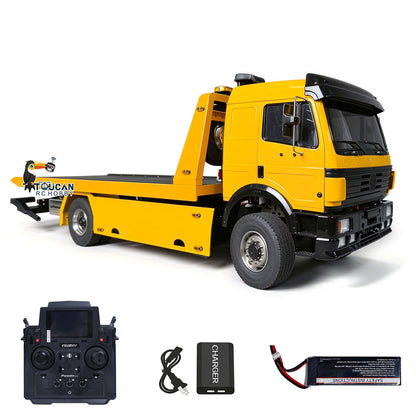 TOUCAN RC HOBBY LXY 3348 Metal 4x4 1/14 Remote Control Hydraulic Road Rescue Truck 3-Speed Gearbox Flatbed Tow Trucks Rollback Wrecker Diff Locks
