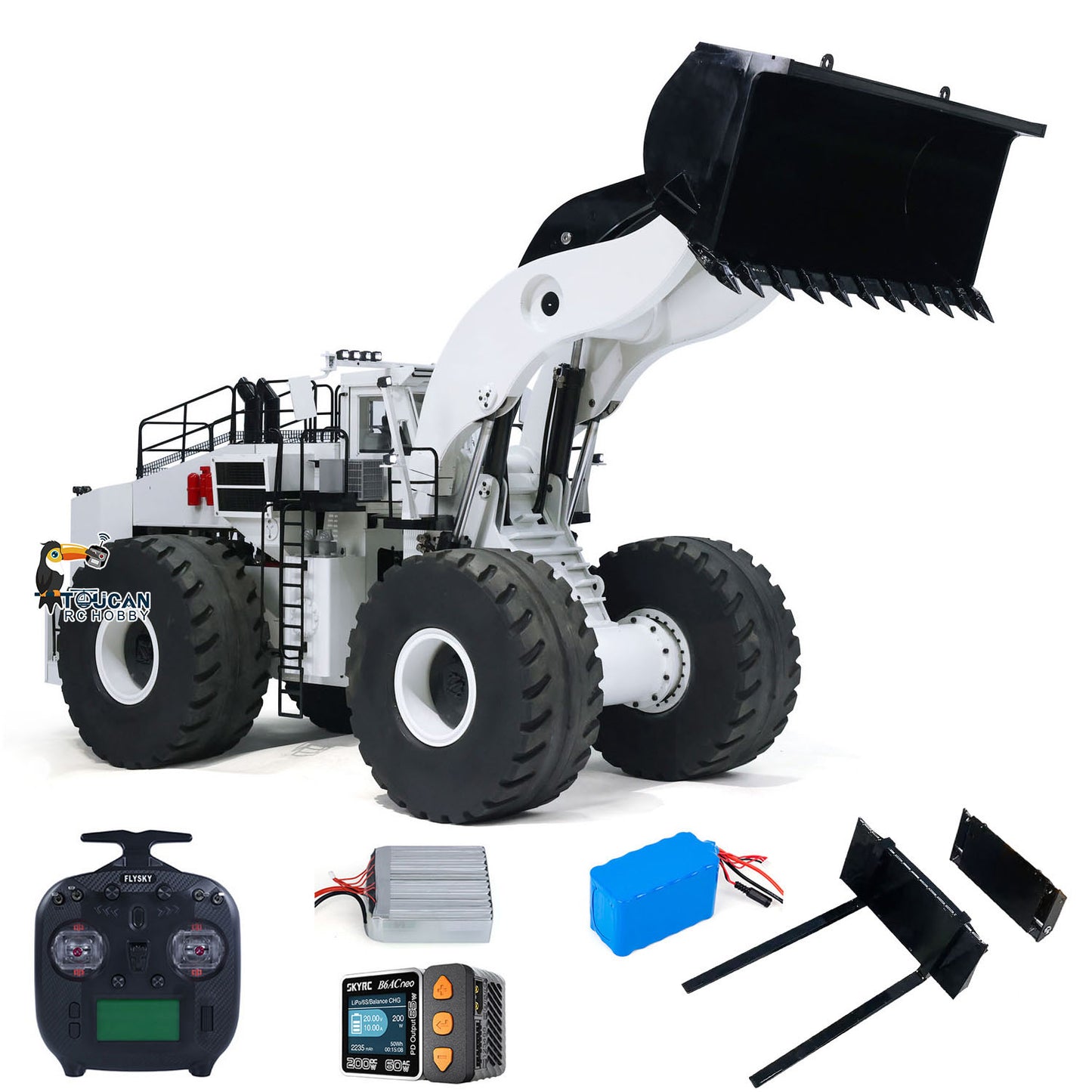 Toucan L2350 1/14 Metal RC Hydraulic Wheel Loader PNP/RTR Light & Sound Smoke System Manual Coupler Fork for Model Collectors