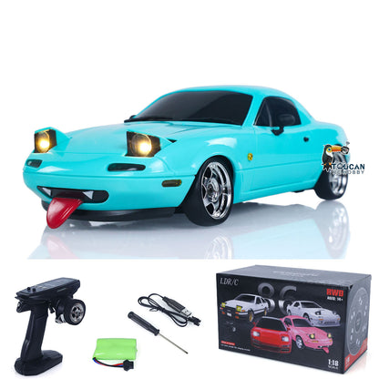 US Stock LDRC LD1804 1/18 2.4G 4X2 Remote Control Drift Car Brushed Motor ESC Servo Light System RC Racing Vehicle Assembled Toys RTR