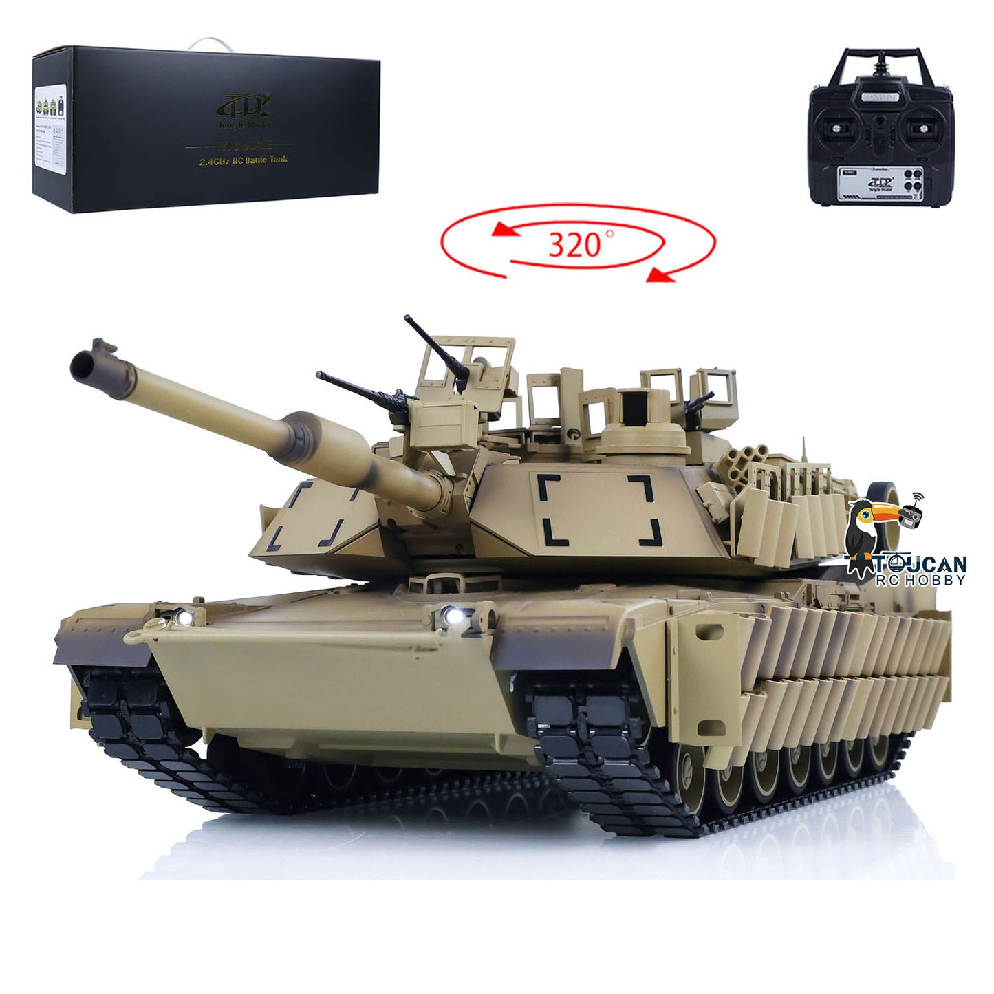 US Stock Tongde 1/16 Abrams M1A2 RC Infrared Battle Tank SEP TUSK II BB Shooting Barrel Recoil Electric Tanks Model