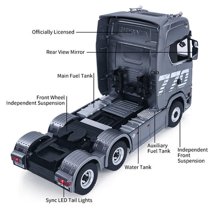 HUINA 1501PRO/1302A 770S 1/18 1/24 Plastic 6*4 RC Tractor Truck Remote Control Lorry Vehicle Light Sound Optional 3Axle Plastic Semi Flatbed Trailer