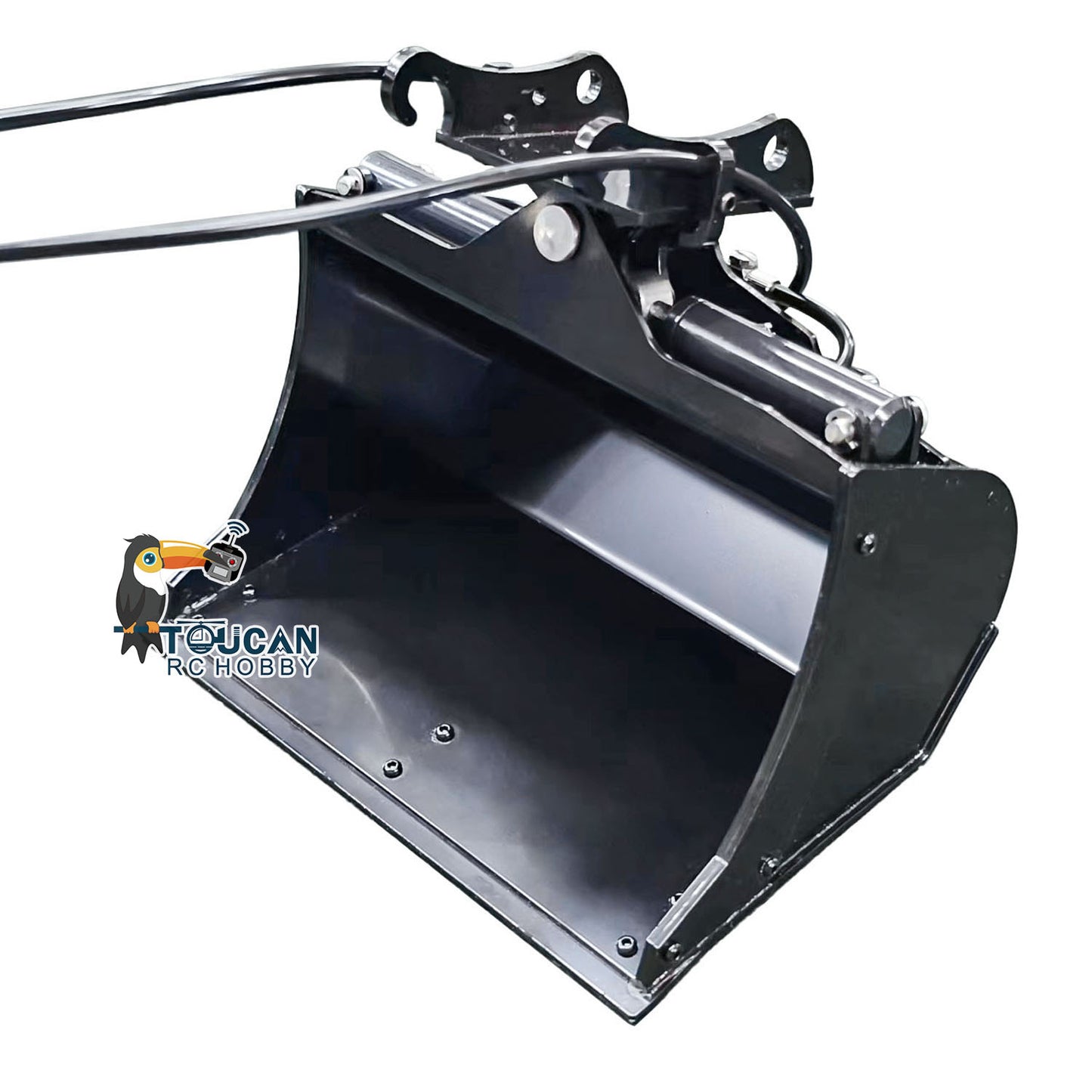 TOUCAN RC HOBBY MTModel Metal Electric Quick Release Coupler Hydraulic Claw Tiltable Bucket Clamshell Bucket Grab for 1/14 946 EC380 RC Excavator DIY Parts