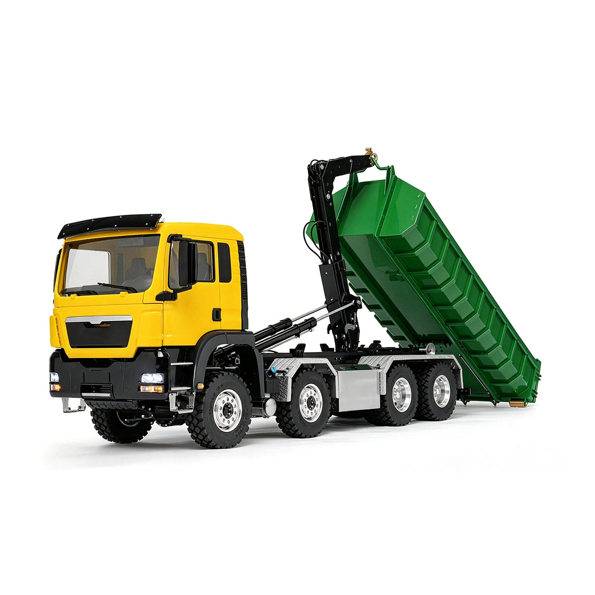TOUCAN RC HOBBY LIMITED-TIME SALE LESU Z0090 1/14 8x8 Metal Hydraulic RC Roll On Off Truck Telescopic Hooklift Dumper with TGS Cabin 5CH Valve 3 Speed Transmission Sound Light