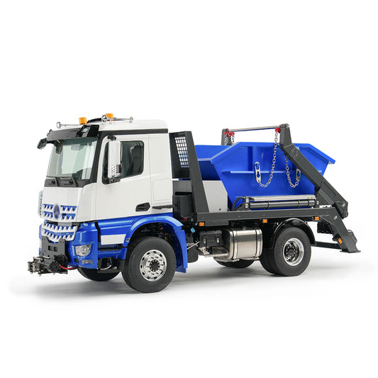 3Speed LESU Skip Loader 3363 Metal 4X4 Chassis 1/14 RC Hydraulic Swing Arm Garbage Dump Truck Light Sound Hub Reduction Axle