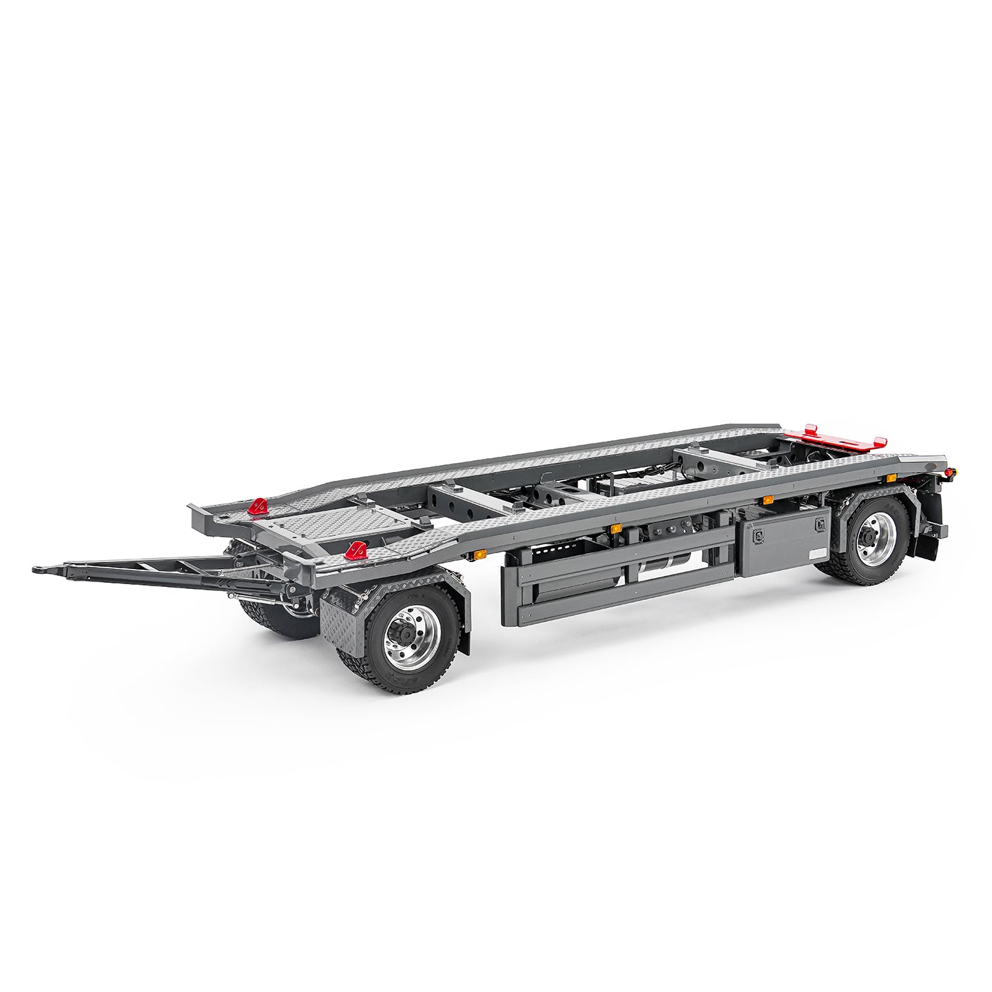 Finished 1/14 Metal RC Trailer A0065 Model Front Wheel Steerable for LESU Radio Controllrf Hydraulic Roll on off Dumper Tipper