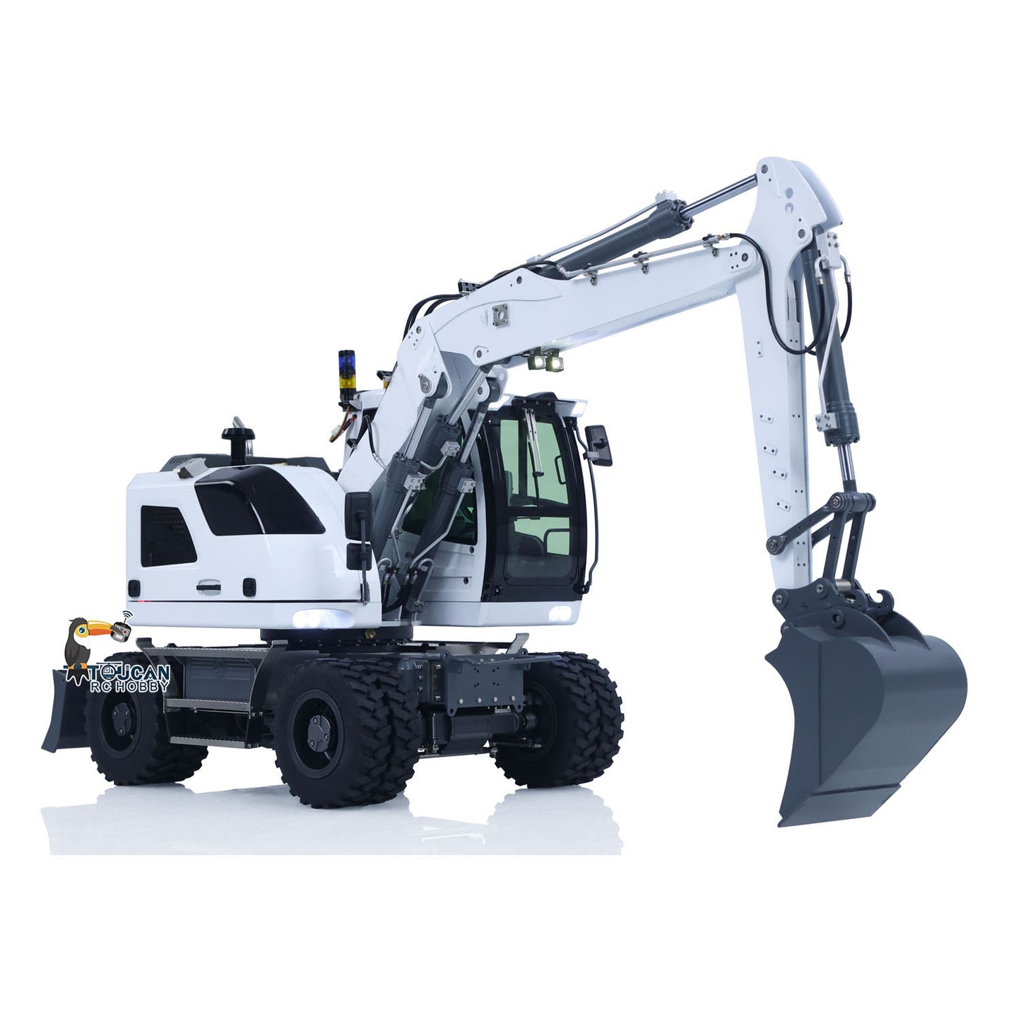 1/14 Remote Control Hydraulic Wheeled Excavator 7-ways Valve RC Digger 2WD/4WD Engineering Vehicle RTR Axle Lock PL18EV Lite