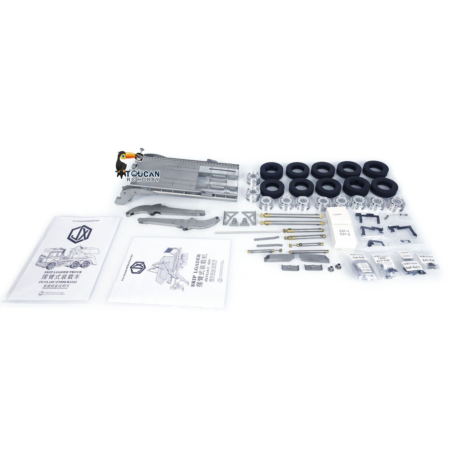 In Stock JXM Metal 1/14 6X4 VL18U F2000 RC Skip Loader Truck VL18U F2000 Swing Arm Unassembled Unpainted Loaded Cars Model KIT