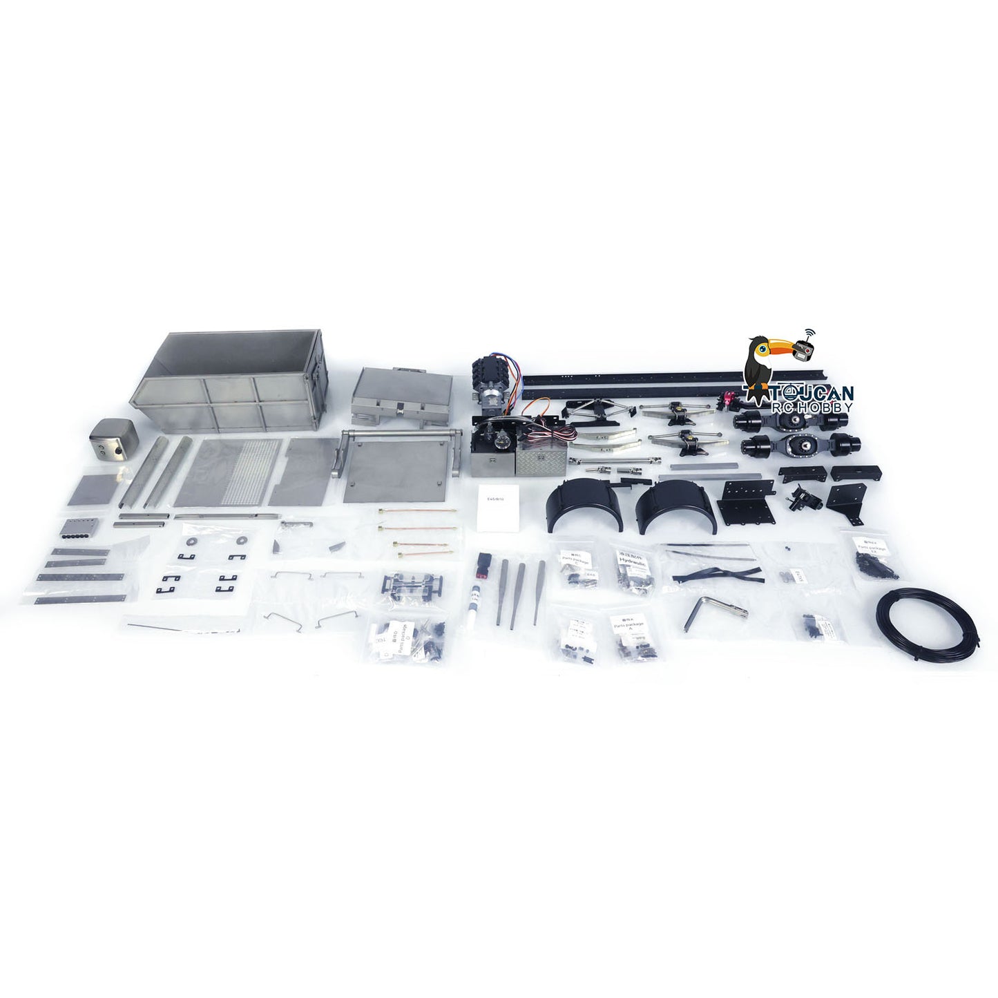 In Stock JXM Metal 1/14 6X4 VL18U F2000 RC Skip Loader Truck VL18U F2000 Swing Arm Unassembled Unpainted Loaded Cars Model KIT