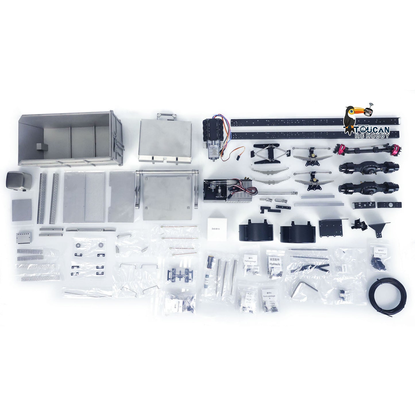 In Stock JXM Metal 1/14 6X4 VL18U F2000 RC Skip Loader Truck VL18U F2000 Swing Arm Unassembled Unpainted Loaded Cars Model KIT