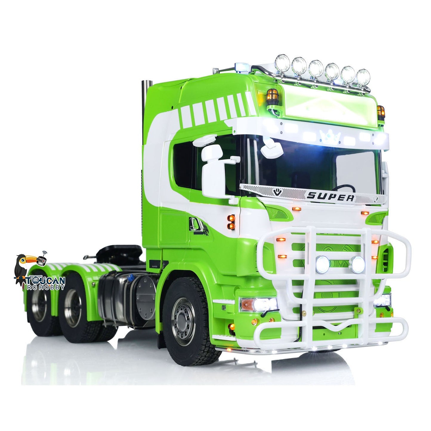 6x6 Metal Chassis 1/14 SC RC Tractor Truck R620 RTR Vehicle Model Air Suspension FlySky ST8 Radio System 3-speed Smoking Unit