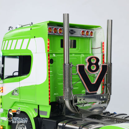 6x6 Metal Chassis 1/14 SC RC Tractor Truck R620 RTR Vehicle Model Air Suspension FlySky ST8 Radio System 3-speed Smoking Unit