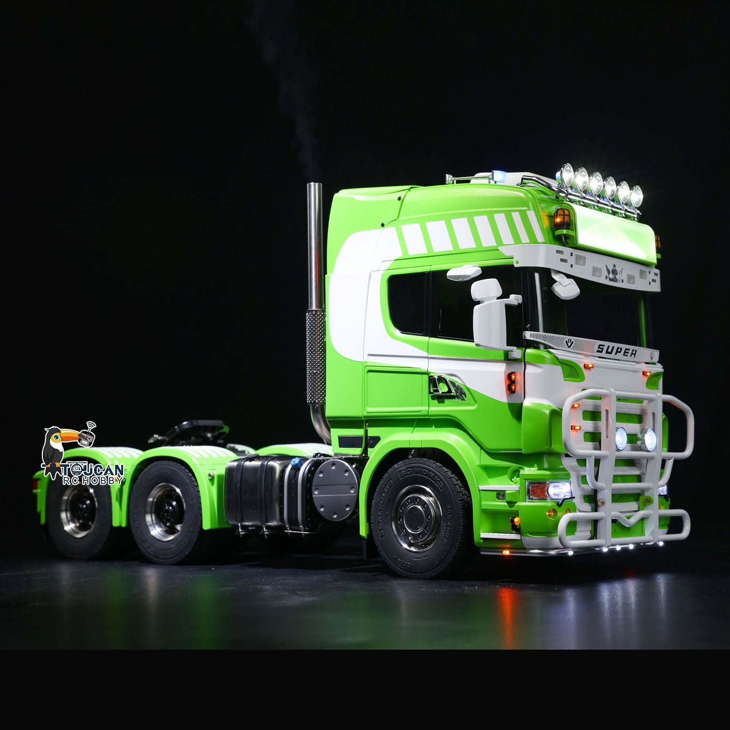 6x6 Metal Chassis 1/14 SC RC Tractor Truck R620 RTR Vehicle Model Air Suspension FlySky ST8 Radio System 3-speed Smoking Unit