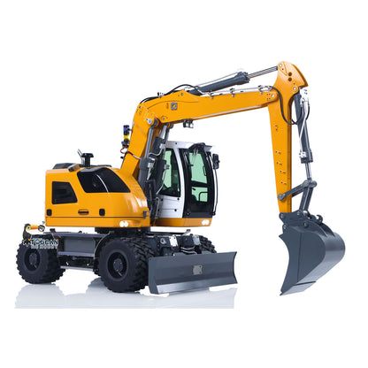 1/14 Remote Control Hydraulic Wheeled Excavator 7CH Valves 2WD/4WD Metal RC Digger RTR Axle Lock Flysky PL18EV Lite Light System