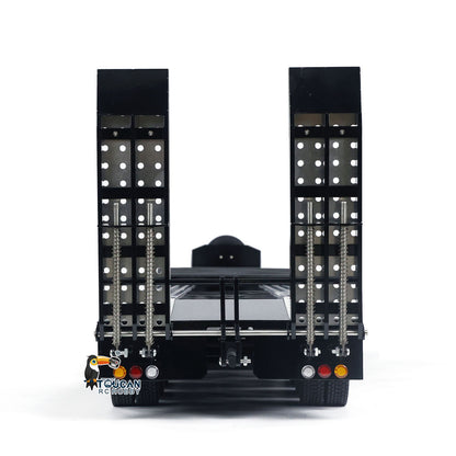 1:14 4-axle Metal Trailer for RC Tractor Car Trucks Electric Tailgate Legs Painted Assembled DIY Model Battery