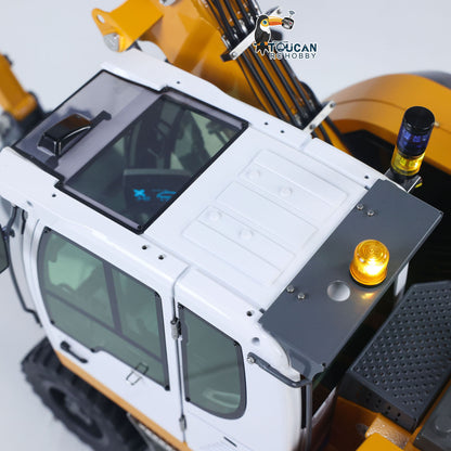 CUT Model LR914 1/14 Metal RC Hydraulic Wheel Excavator RTR 7-Way Valve 4x4 Differential Lock Warning Light Sound Quick Release Coupler LCD Display for Digger Collectors