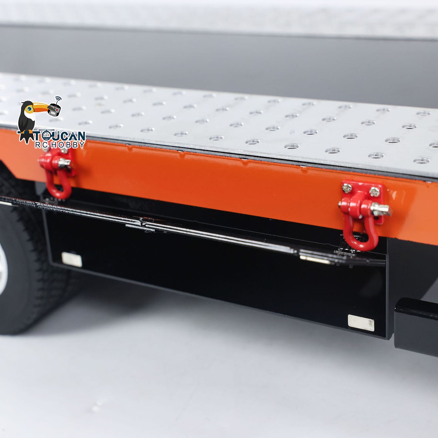 1:14 4-axle Metal Trailer for RC Tractor Car Trucks Electric Tailgate Legs Painted Assembled DIY Model Battery