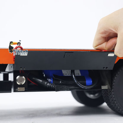 1:14 4-axle Metal Trailer for RC Tractor Car Trucks Electric Tailgate Legs Painted Assembled DIY Model Battery