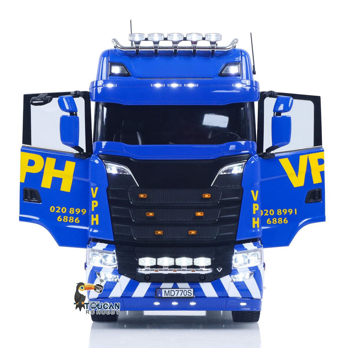 TOUCAN RC HOBBY MODO SC770S 1/14 Metal 4x4 RC Tractor Truck PNP/RTR 2-Speed Gearbox Axles Differential Locks Hobbywing 1080 ESC Cab Suspension Light Sound for Model Collectors