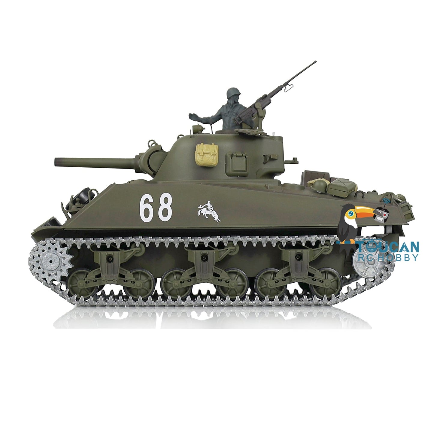 TOUCAN RC HOBBY Henglong 1/16 TK7.0 Promotin USA M4A3 Sherman 3898 RTR RC Tank with Barrel Recoil BB IR Smoke Metal Tracks Sprockets Idlers Wheels