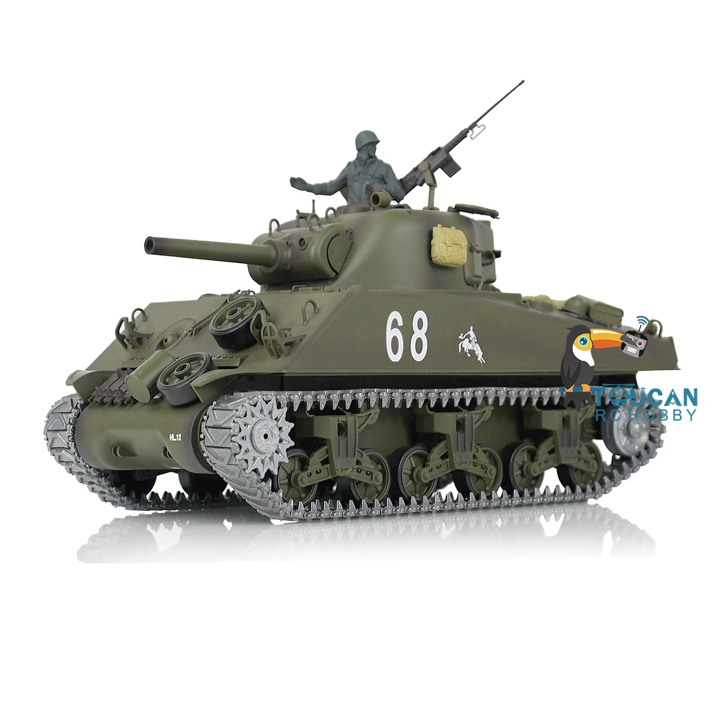 US Stock Henglong 1/16 FPV 7.0 M4A3 Sherman RTR RC Tank 3898 360 Degrees Turret Barrel Recoil