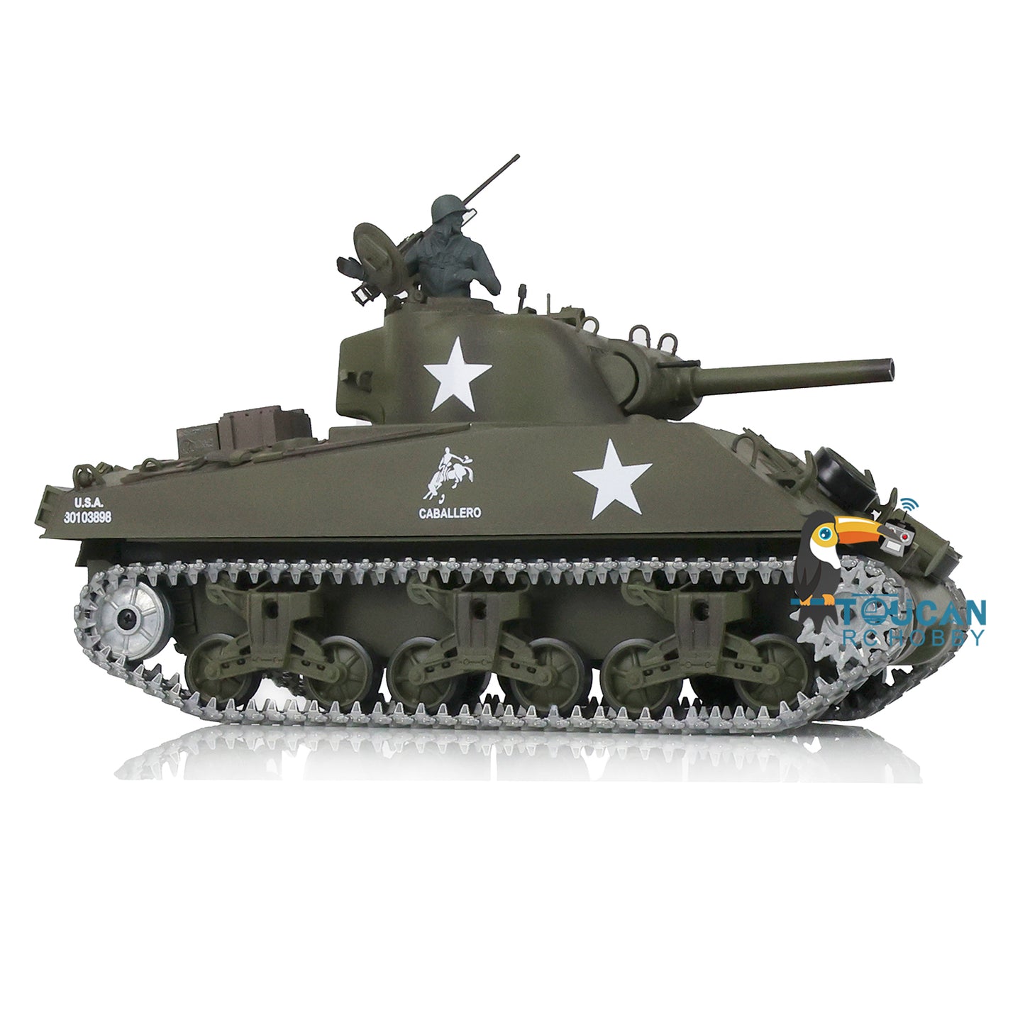 US Stock Henglong 1/16 FPV 7.0 M4A3 Sherman RTR RC Tank 3898 360 Degrees Turret Barrel Recoil