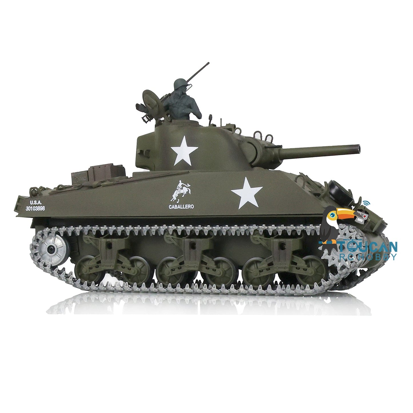 TOUCAN RC HOBBY Henglong 1/16 TK7.0 USA M4A3 Sherman 3898 RTR RC Tank FPV Barrel Recoil 360 Degrees Turret BB IR Smoke Metal Tracks Sprockets Idlers Wheels