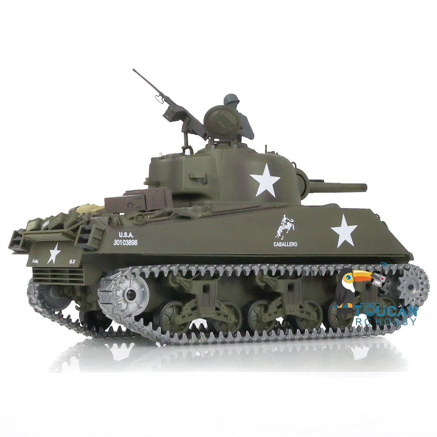 TOUCAN RC HOBBY Henglong 1/16 TK7.0 Promotion USA M4A3 Sherman RTR RC Tank 3898 360 Degrees Turret Smoke BB IR Metal Barrel Tracks Sprockets Idlers Wheels Gearbox