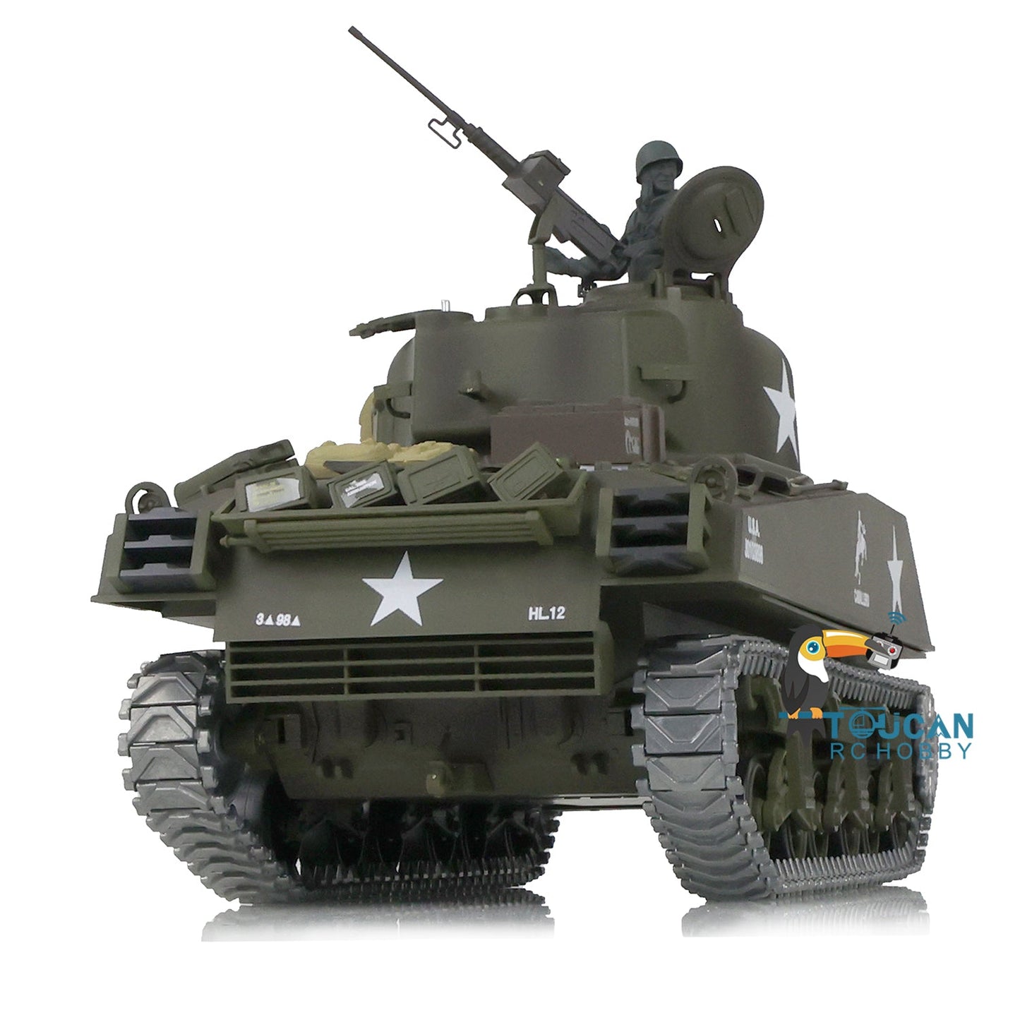 TOUCAN RC HOBBY Henglong 1/16 TK7.0 Promotin USA M4A3 Sherman 3898 RTR RC Tank with Barrel Recoil BB IR Smoke Metal Tracks Sprockets Idlers Wheels