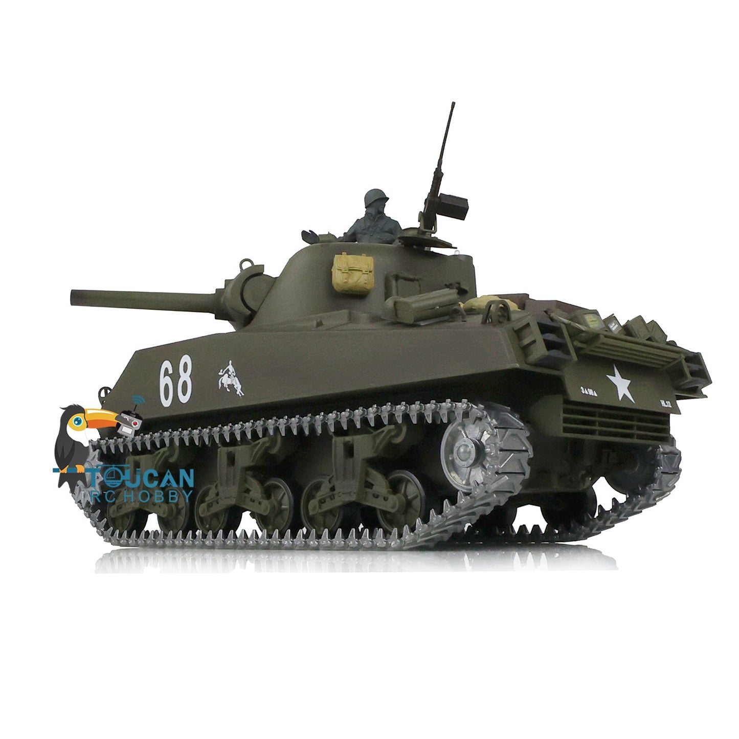 TOUCAN RC HOBBY Henglong 1/16 TK7.0 Promotin USA M4A3 Sherman 3898 RTR RC Tank with Barrel Recoil BB IR Smoke Metal Tracks Sprockets Idlers Wheels