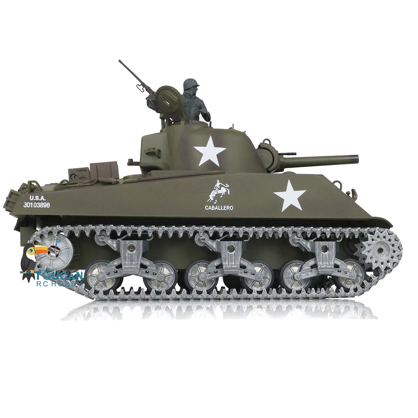 TOUCAN RC HOBBY Henglong 1/16 TK7.0 3898 M4A3 Sherman RTR RC Tank with 360 Degrees Turret FPV IR BB Smoke Barrel Recoil Metal Tracks Sprockets Idlers Road Wheels
