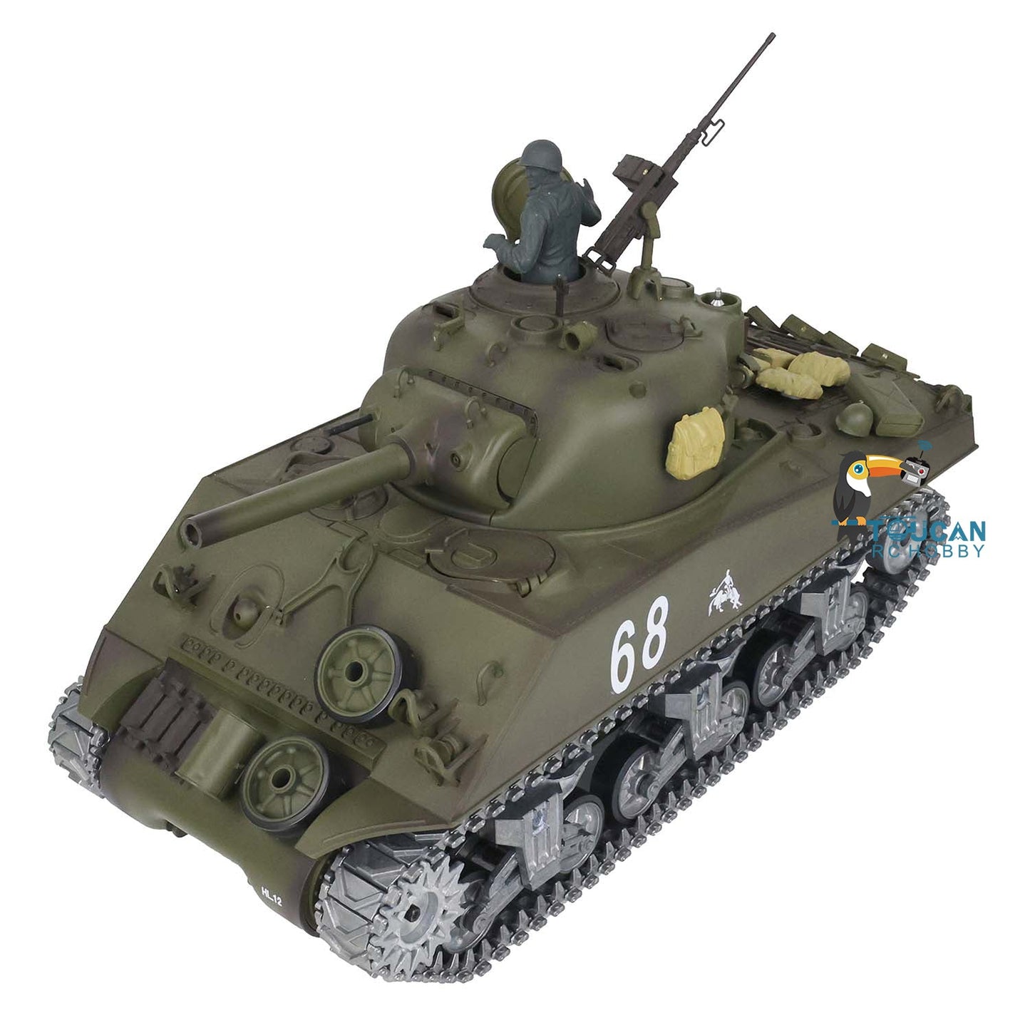 TOUCAN RC HOBBY Henglong 1/16 TK7.0 3898 M4A3 Sherman RTR RC Tank with 360 Degrees Turret FPV IR BB Smoke Barrel Recoil Metal Tracks Sprockets Idlers Road Wheels