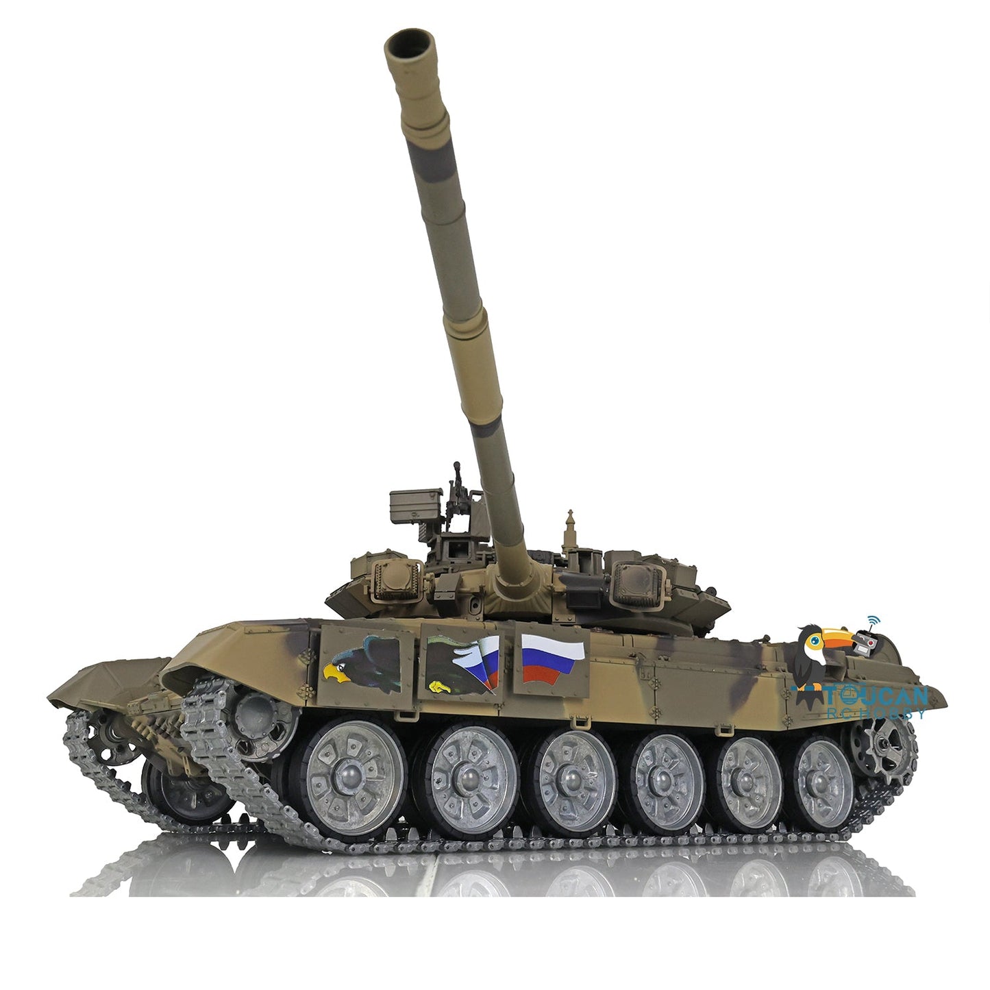 TOUCAN RC HOBBY Henglong 1/16 TK7.0 Profession Russian T90 RC Tank 3938 with Red Eyes 360 Degrees Turret Smoke Infrared Combat Metal Sprockets Idlers Road Wheels