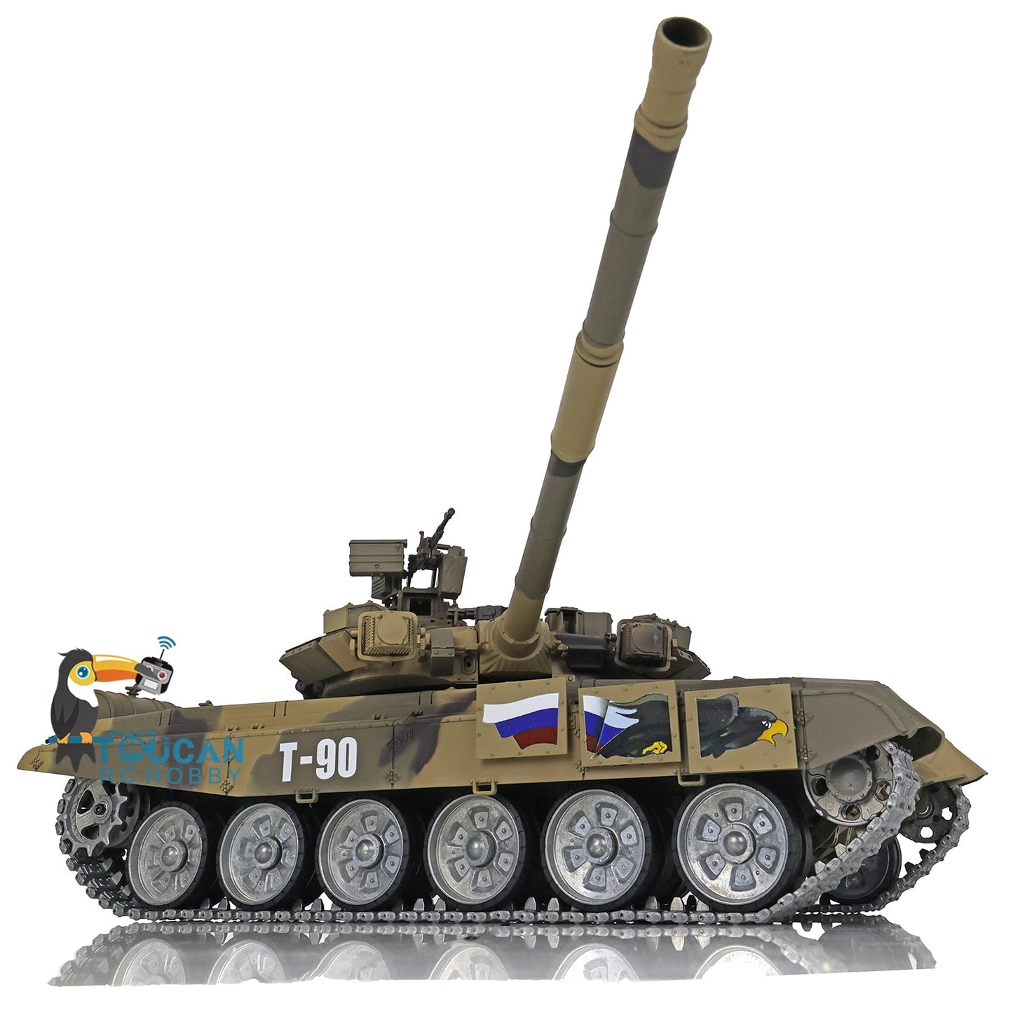 TOUCAN RC HOBBY Henglong 1/16 TK7.0 Profession Russian T90 3938 RTR RC Tank 360 Degrees Turret Red Eyes Smoke BB IR Metal Track Sprockets Idlers Road Wheels