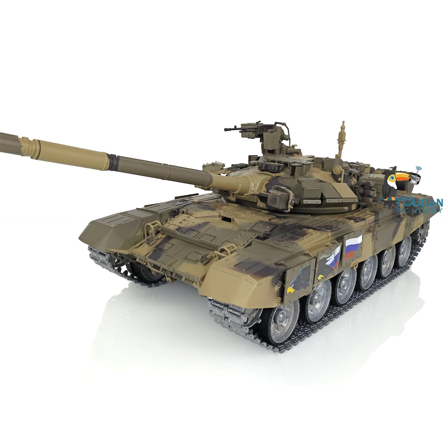 TOUCAN RC HOBBY Henglong 1/16 TK7.0 Profession Russian T90 RC Tank 3938 with Red Eyes 360 Degrees Turret Smoke Infrared Combat Metal Sprockets Idlers Road Wheels
