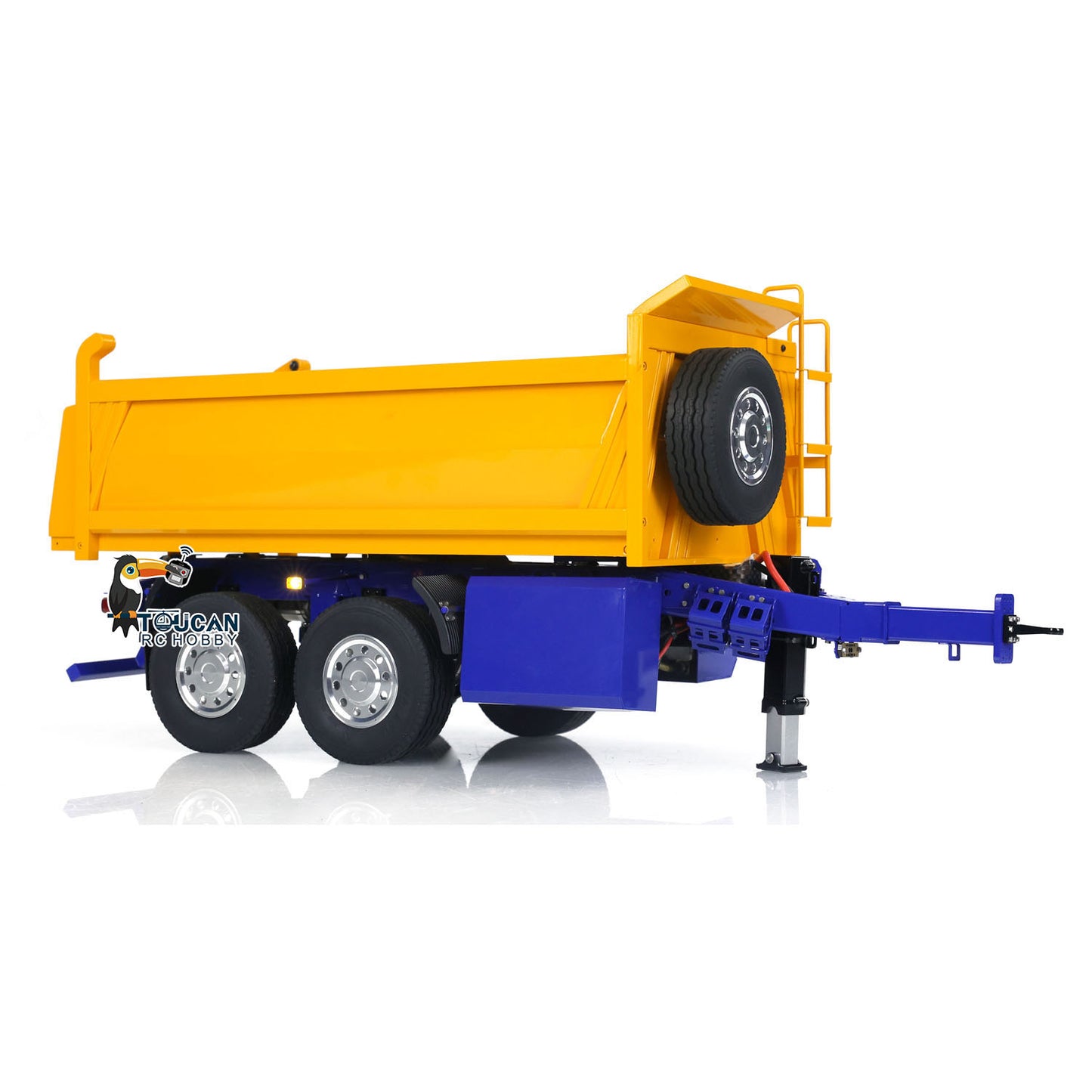 LESU A0051-C 1/14 Metal Full Dump Trailer 2-Axle Heavy Haul Transport Vehicle Electric Landing Legs LED Lights for RC Tractor Truck DIY Models for Model Enthusiast