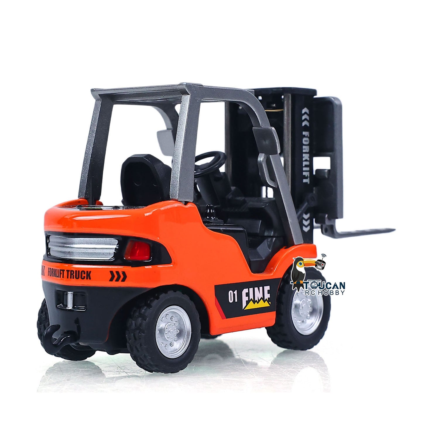 1/64 RC Forklift Full Proportion Control Realistic Details Road Barrier Desktop Ornaments Parent Child Interaction RTR