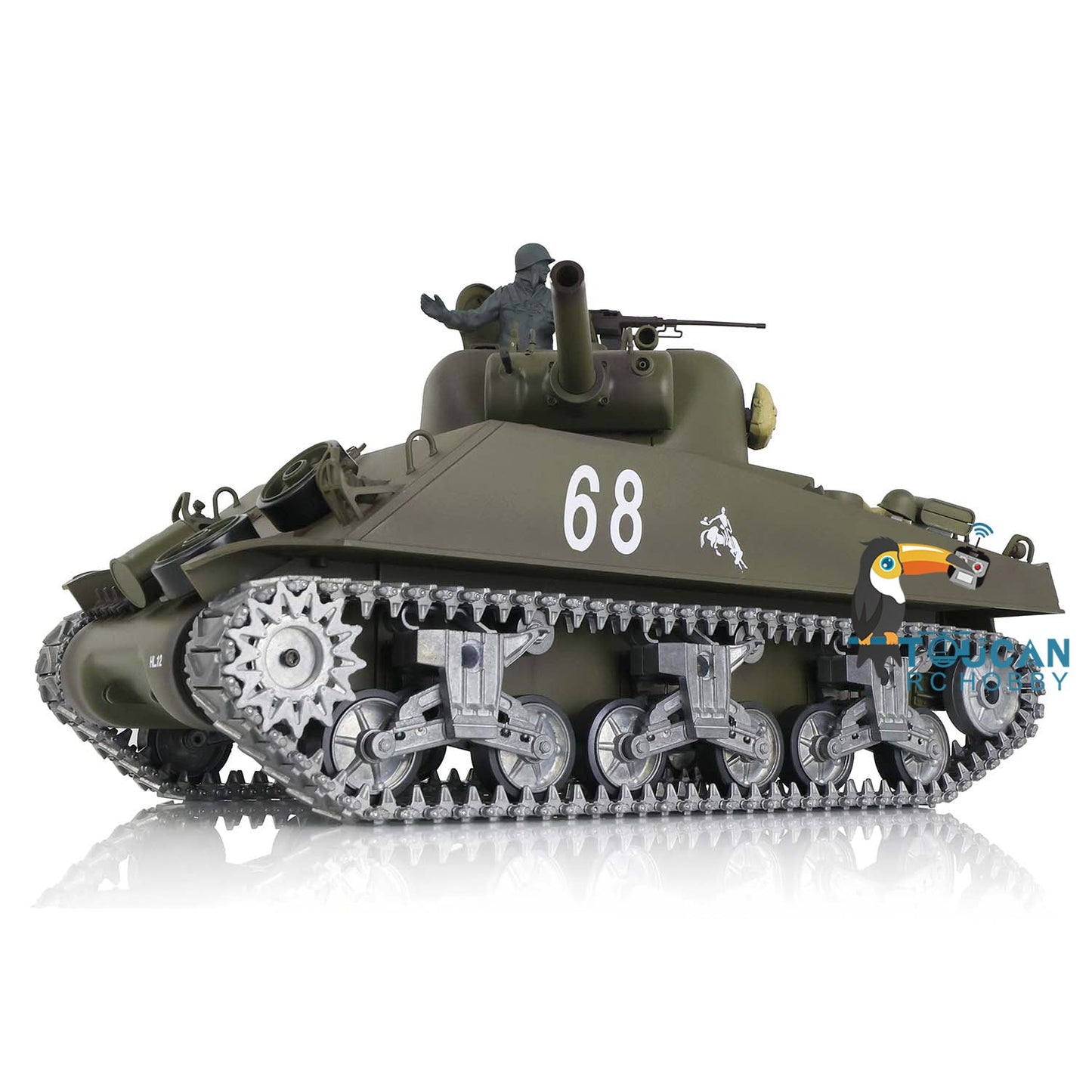 TOUCAN RC HOBBY Henglong 1/16 TK7.0 3898 M4A3 Sherman RTR RC Tank with 360 Degrees Turret FPV IR BB Smoke Barrel Recoil Metal Tracks Sprockets Idlers Road Wheels