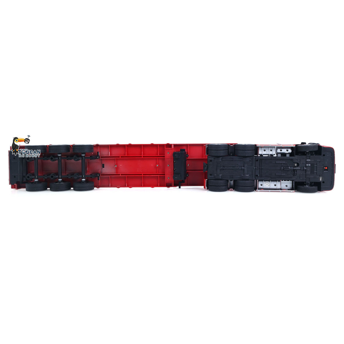 TOUCAN RC HOBBY US Stock HUINA 770S 1/24 Remote Control Tractor Truck W/ Light Sound System Manual Support Legs Tail Board 3Axle Semi Flatbed Trailer