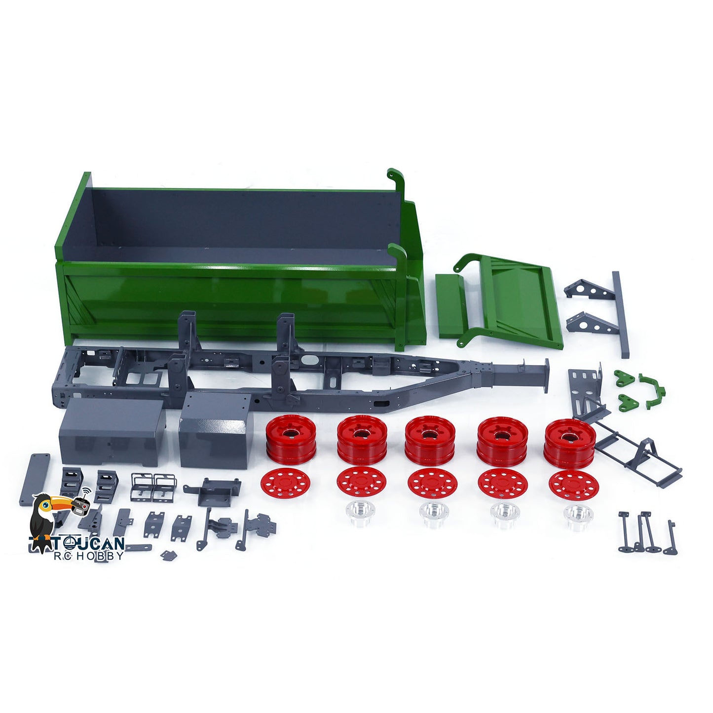 LESU A0051-C 1/14 Metal Full Dump Trailer 2-Axle Heavy Haul Transport Vehicle Electric Landing Legs LED Lights for RC Tractor Truck DIY Models for Model Enthusiast