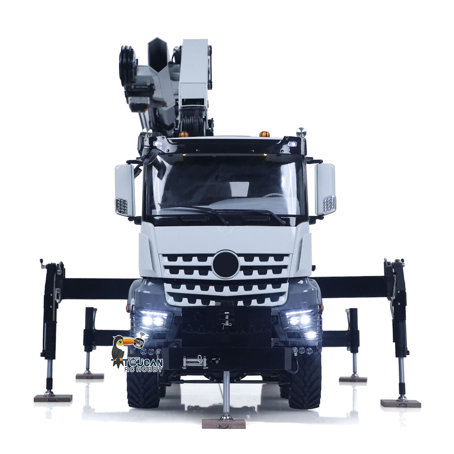 4151 AK Metal 1/14 RC Tractor Truck with Hydraulic Crane Fly Jib Arm Bucket 6*6 Remote Control Farm Car 3Speed Model Lorry Sound