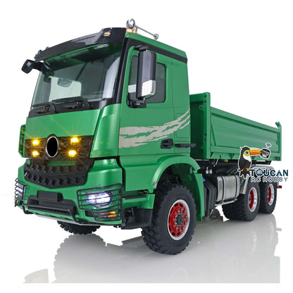 LESU K3363 Cabin 1/14 Metal 6x6 RC Hydraulic Dump Truck 3 Speed Transmission FlySky I6S Radio Controller Differential Lock for Model Enthusiast