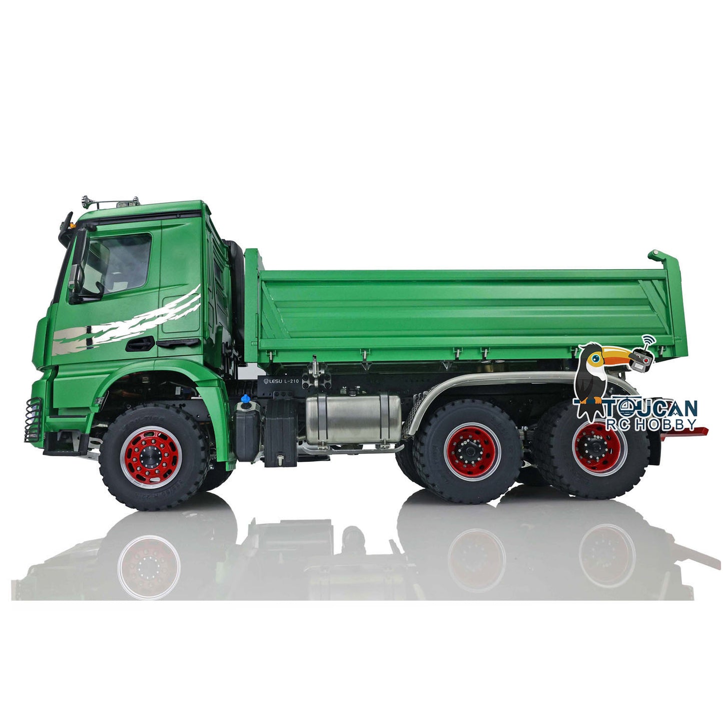 LESU K3363 Cabin 1/14 Metal 6x6 RC Hydraulic Dump Truck 3 Speed Transmission FlySky I6S Radio Controller Differential Lock for Model Enthusiast
