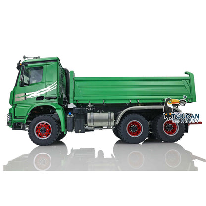 LESU K3363 Cabin 1/14 Metal 6x6 RC Hydraulic Dump Truck 3 Speed Transmission FlySky I6S Radio Controller Differential Lock for Model Enthusiast