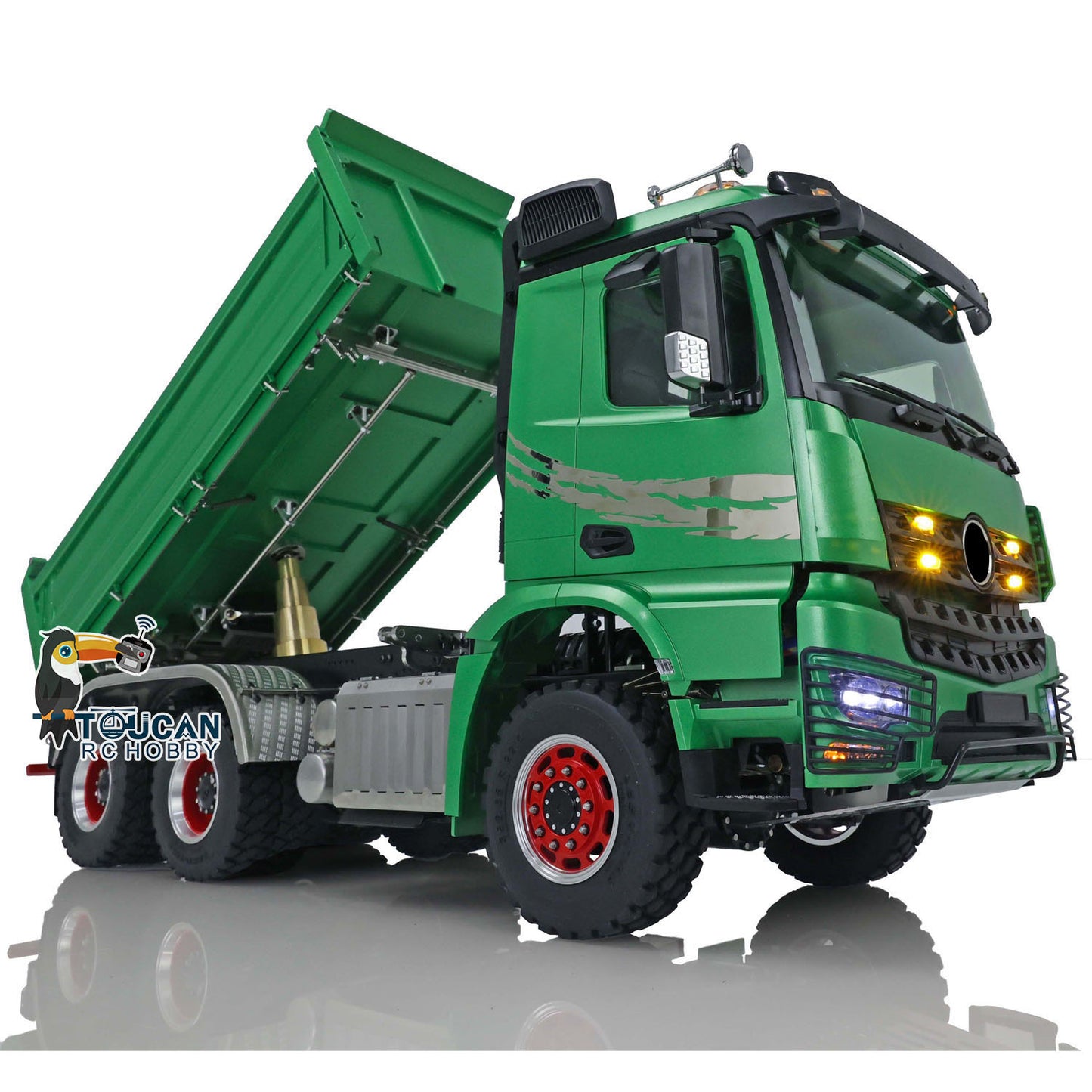 LESU K3363 Cabin 1/14 Metal 6x6 RC Hydraulic Dump Truck 3 Speed Transmission FlySky I6S Radio Controller Differential Lock for Model Enthusiast