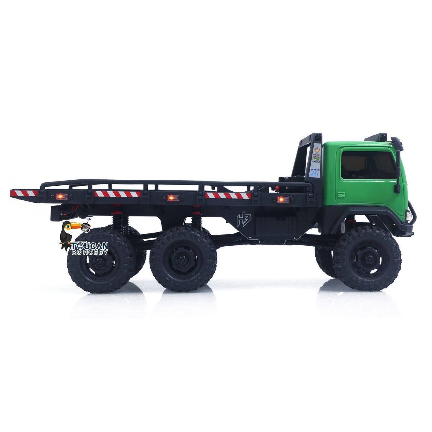 US Stock 1/18 Remote Control Flatbed Truck 6*6 Electric RC Off Road Vehicle Model Metal Chassis Gear Light System Flysky Radio No Sounds