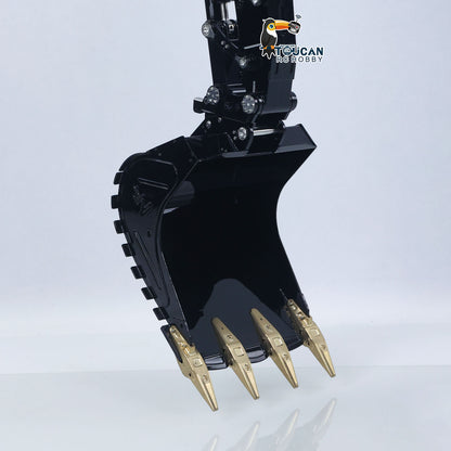 LESU LR956 1/14 Metal RC Excavator B0040 3-arm Hydraulic Digger Brushless Motor Lighting System Dual-Pump Electronic Display Screen for Hobbyists